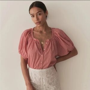 Doen June top in cerise gingham, small